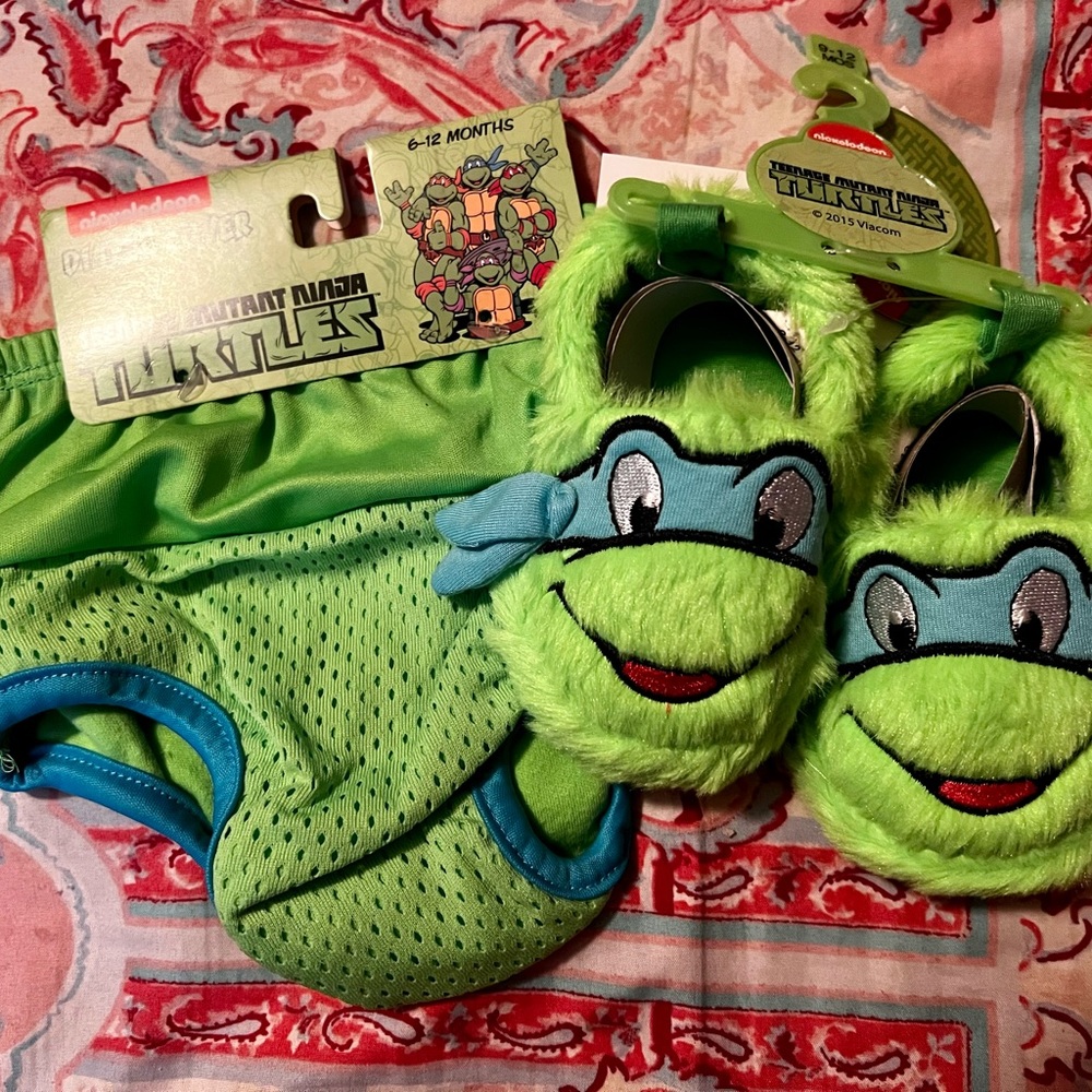 Teenage Mutant Ninja Turtles Slippers and Diaper Cover matching Set